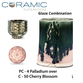 Palladium PC-04 over Cherry Blossom C-50 Pottery Cone 5 Glaze Combination Palladium PC-04 over Cherry Blossom C-50 Pottery Cone 5 Glaze Combination